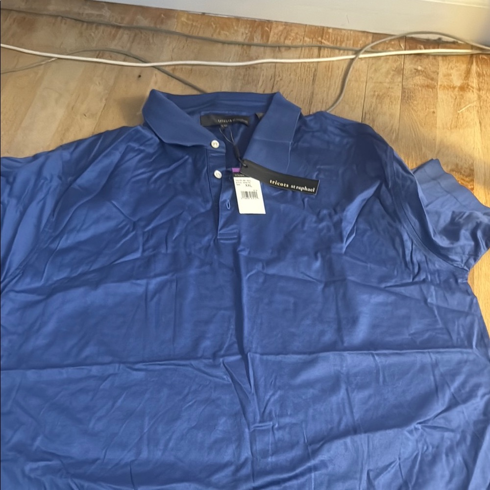 Blue Polo Shirt with Collar and Smooth Fabric